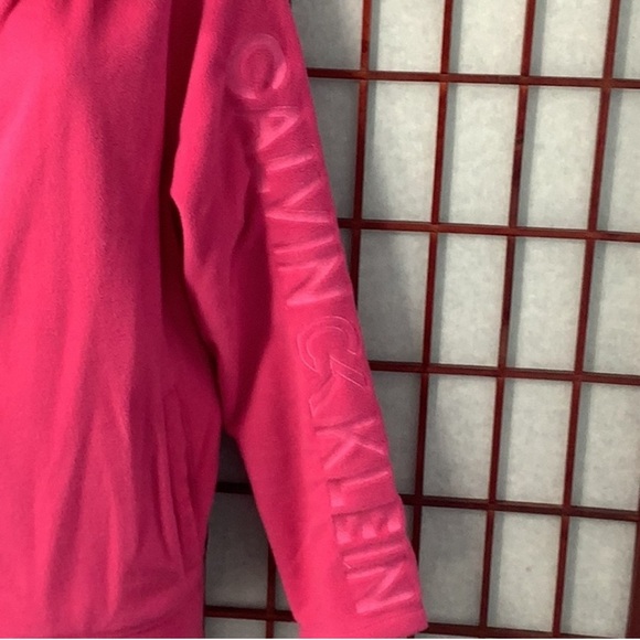 CALVIN KLEIN Performance Fleece 1X Zip Up Coat Pink Jacket Plus Size Logo Sleeve - Picture 6 of 7